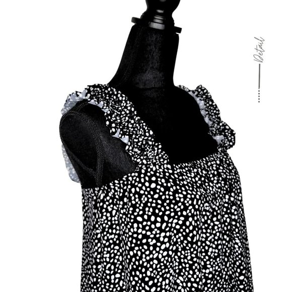BLACK POLKA DOT RUFFLE TANK TOP FOR WOMEN - Picture 4 of 7